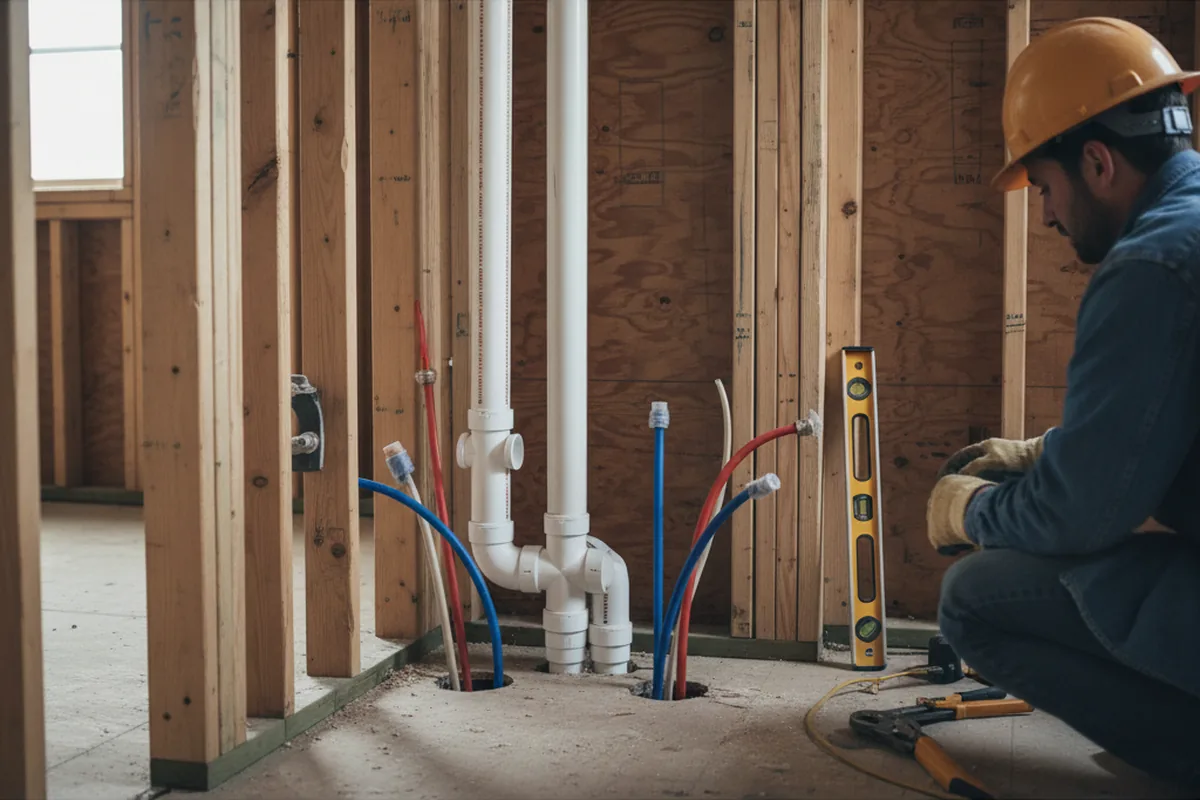 Drain and supply rough-in during Garbage Disposal Repair in Somerville